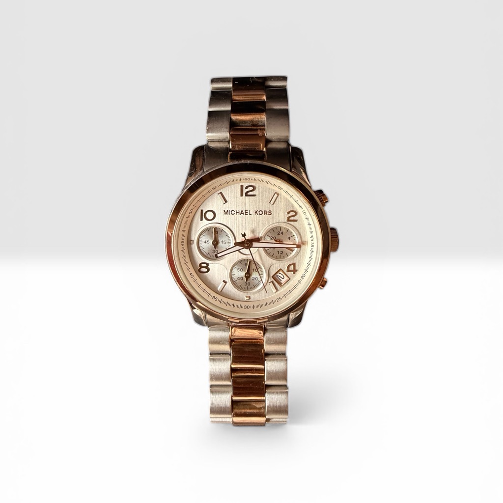 Michael Kors Rose Gold And Silver Chronograph WatchPreowned